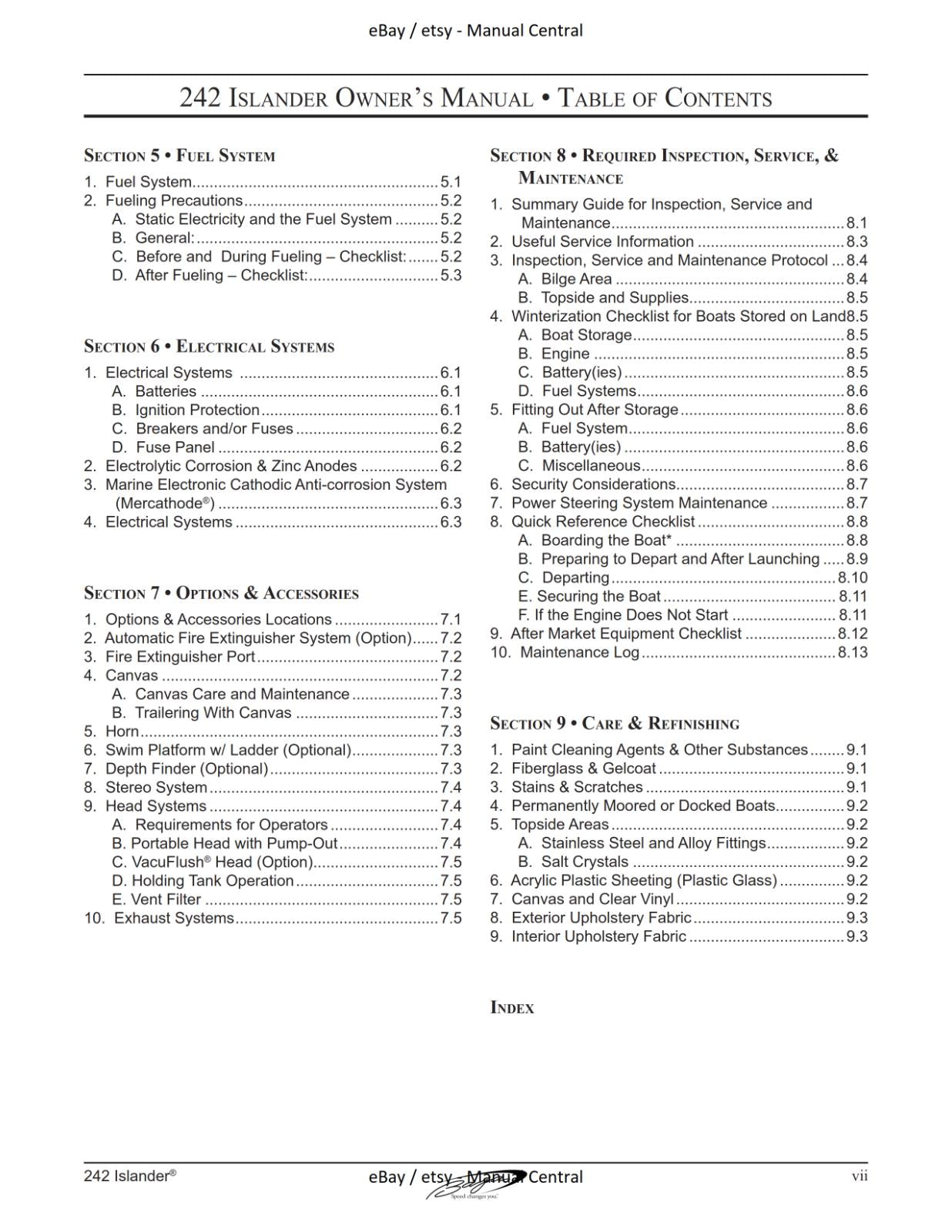 BAJA MARINE 242 ISLANDER BOAT OWNERS MANUAL REPRINTED COMB BOUND