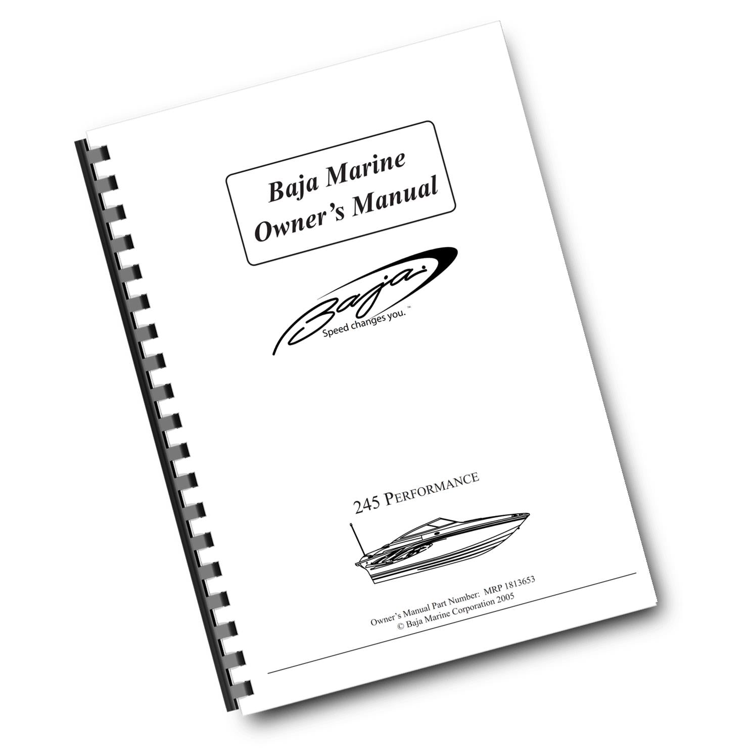 BAJA MARINE 245 PERFORMANCE BOAT OWNERS MANUAL REPRINTED COMB BOUND