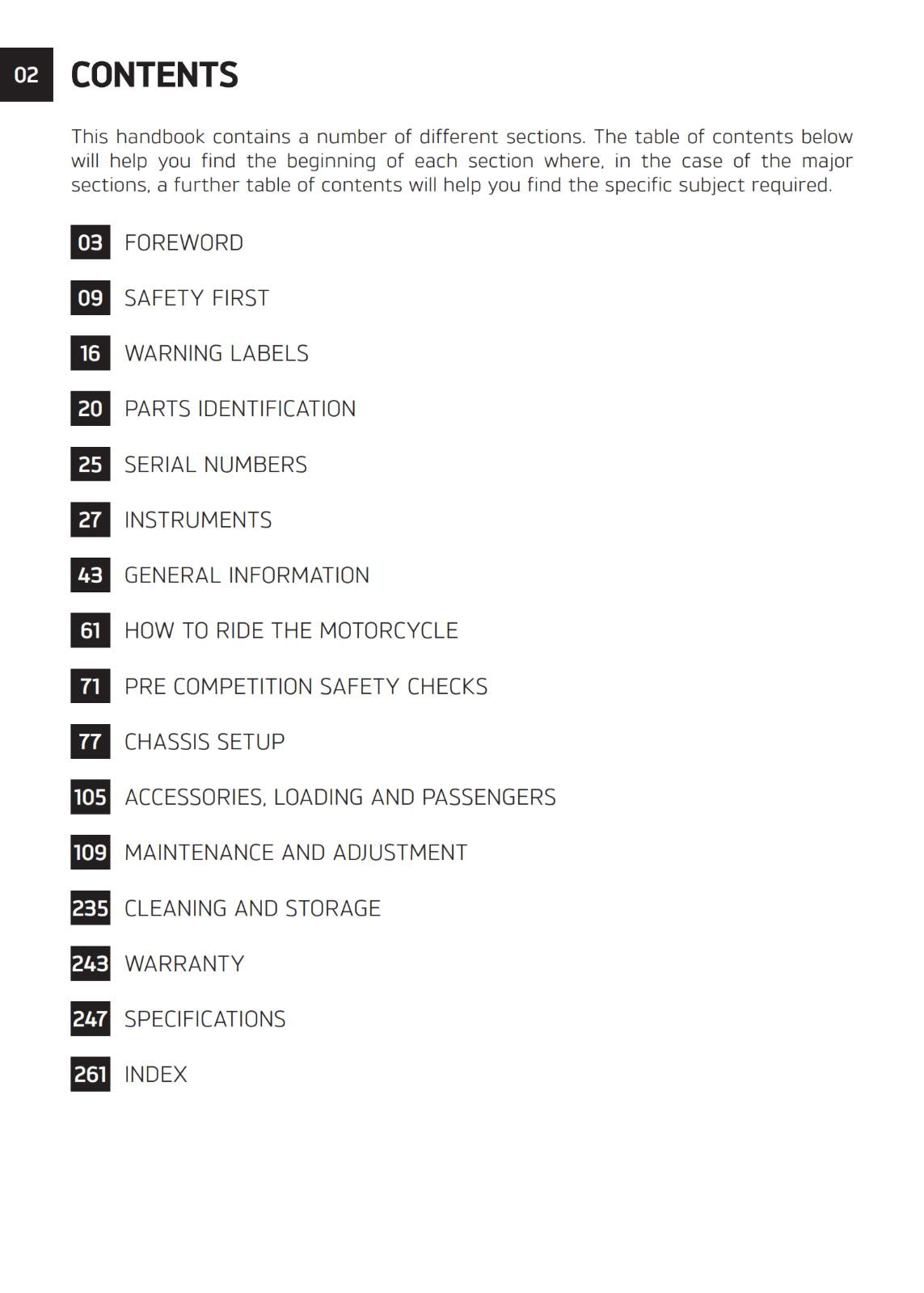 TRIUMPH OWNERS HANDBOOK MANUAL - TF250-E TF450-E