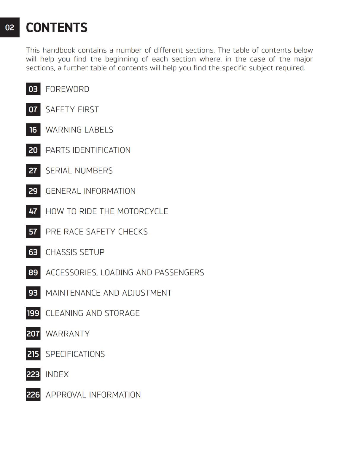 TRIUMPH OWNERS HANDBOOK MANUAL - TF250-X TF450RC EDITION 2023 2024 2025