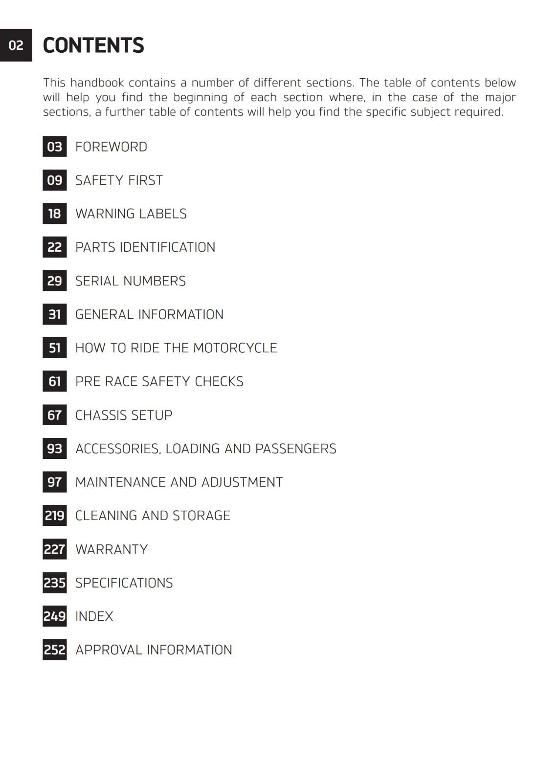 TRIUMPH OWNERS HANDBOOK MANUAL - TF250-X TF450-X TF450RC EDITION - 2025 2026