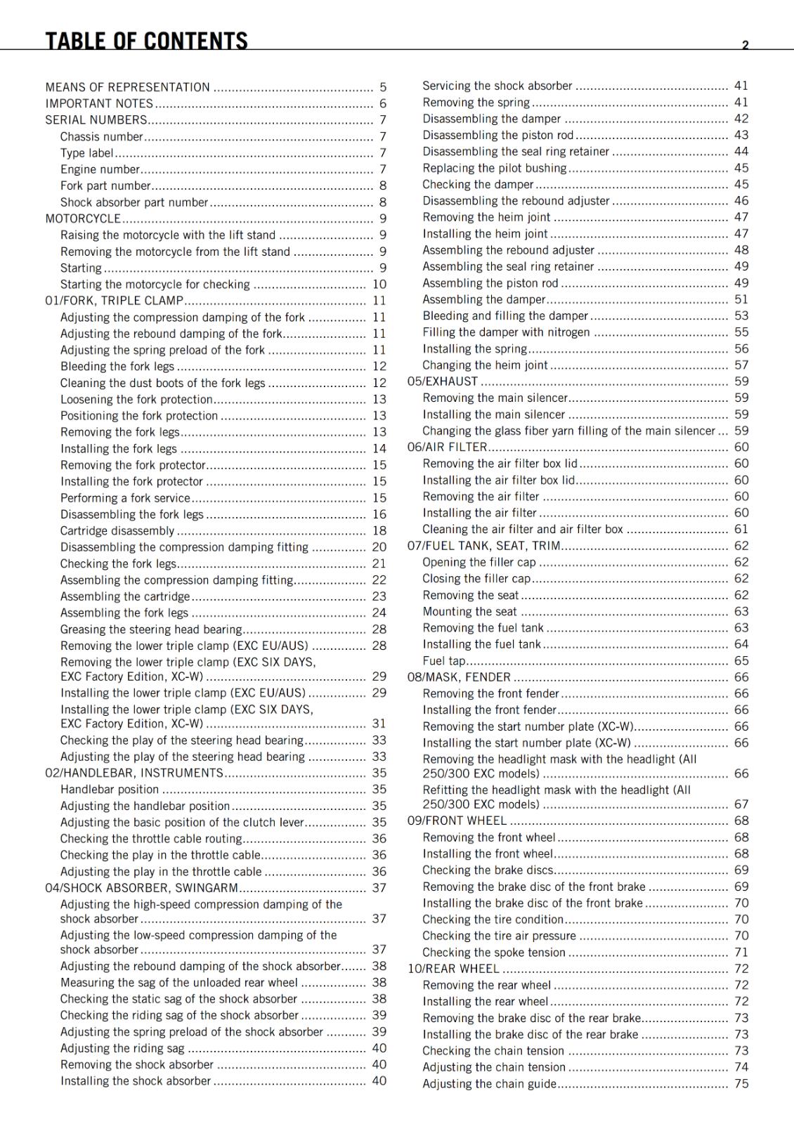 KTM 2011 - 250 300 EXC SIX DAYS FACTORY XC-W - WORKSHOP SERVICE REPAIR MANUAL