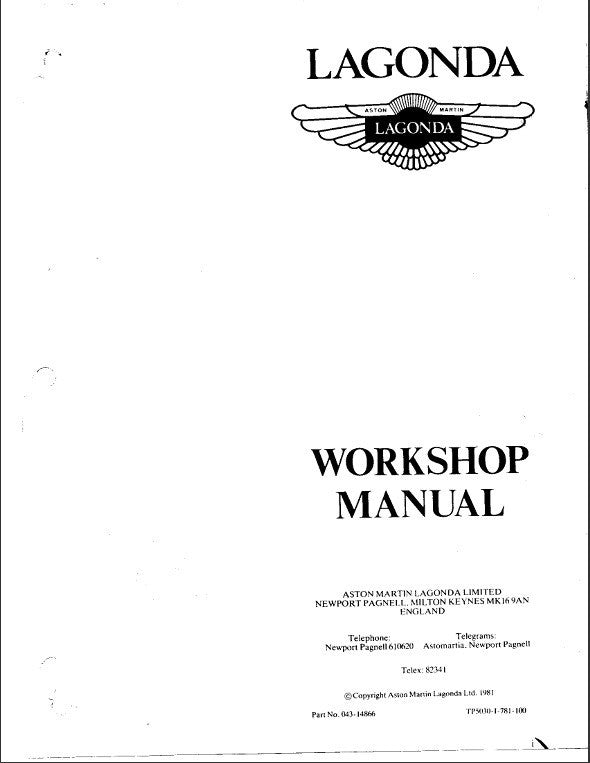 ASTON MARTIN LAGONDA PARTS & WORKSHOP MANUALS SET