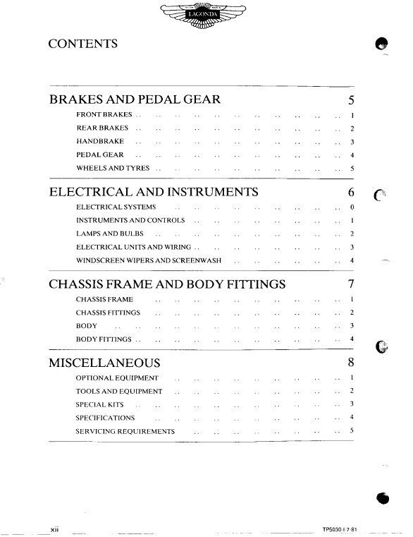 ASTON MARTIN LAGONDA PARTS & WORKSHOP MANUALS SET