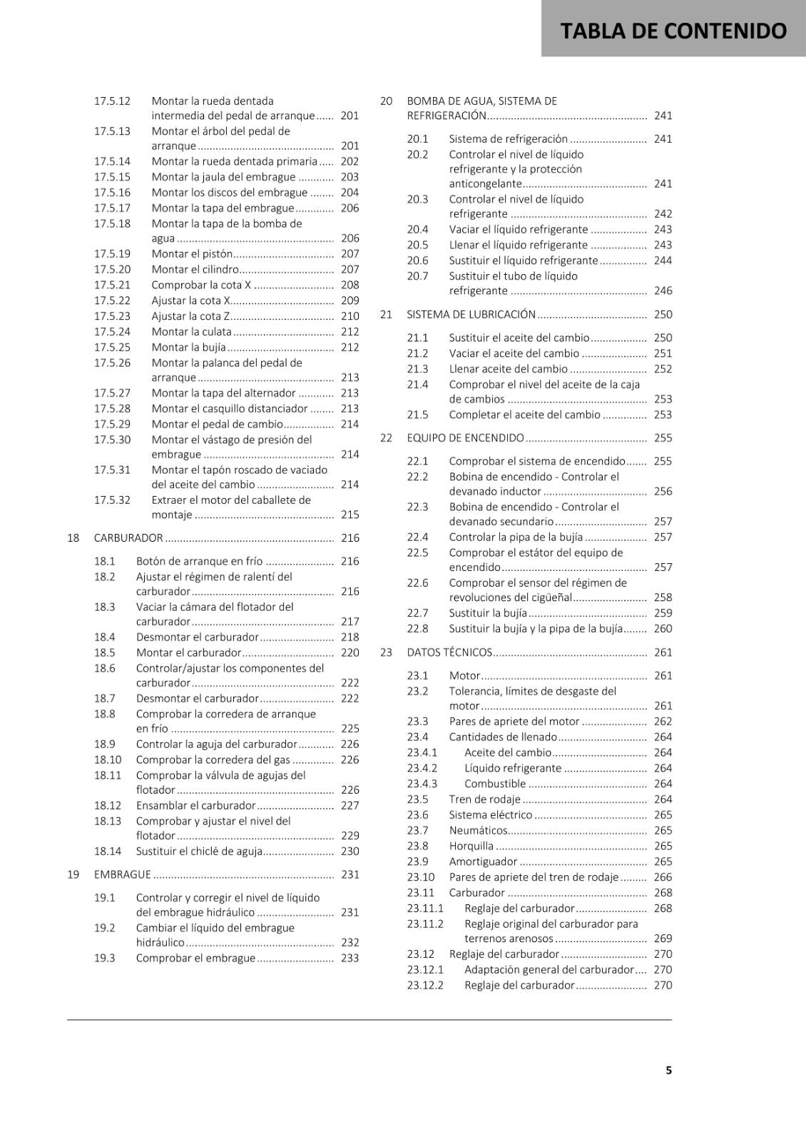 SPANISH LANGUAGE GASGAS 2021 - MC 125 - MANUAL DE REPARACION