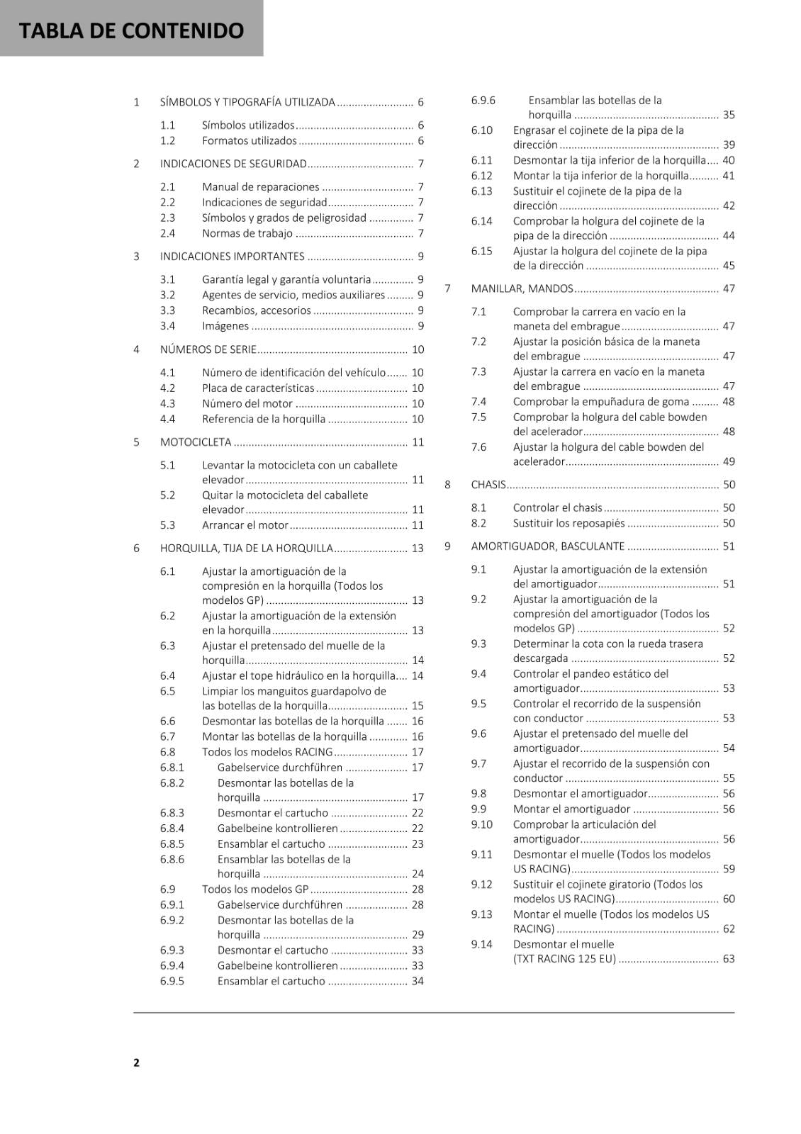 SPANISH GASGAS 2021 - TXT RACING GP 125 250 280 300 - MANUAL DE REPARACION