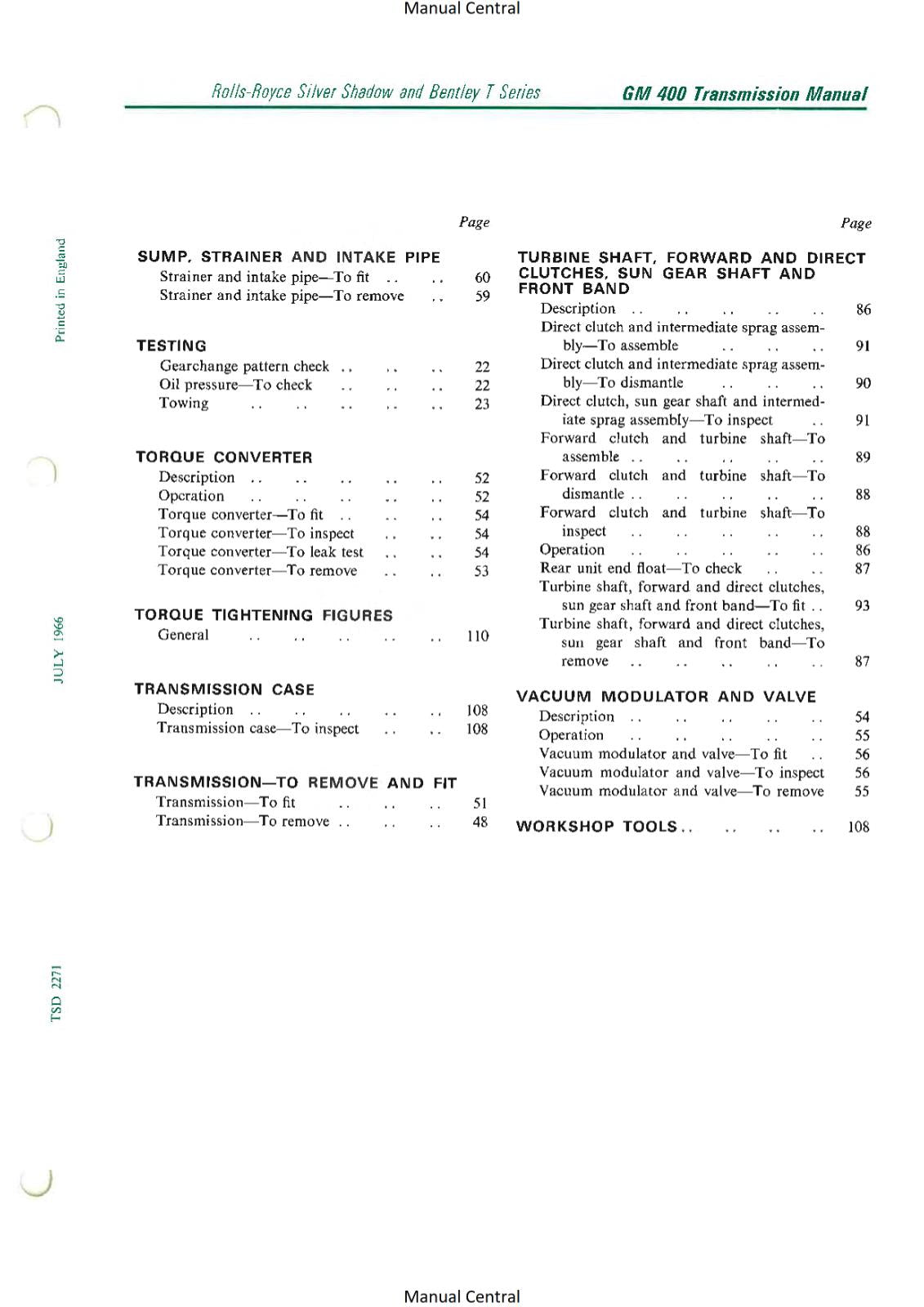 ROLLS ROYCE SILVER SHADOW BENTLEY T SERIES GM 400 TURBO HYDRA-MATIC TRANSMISSION