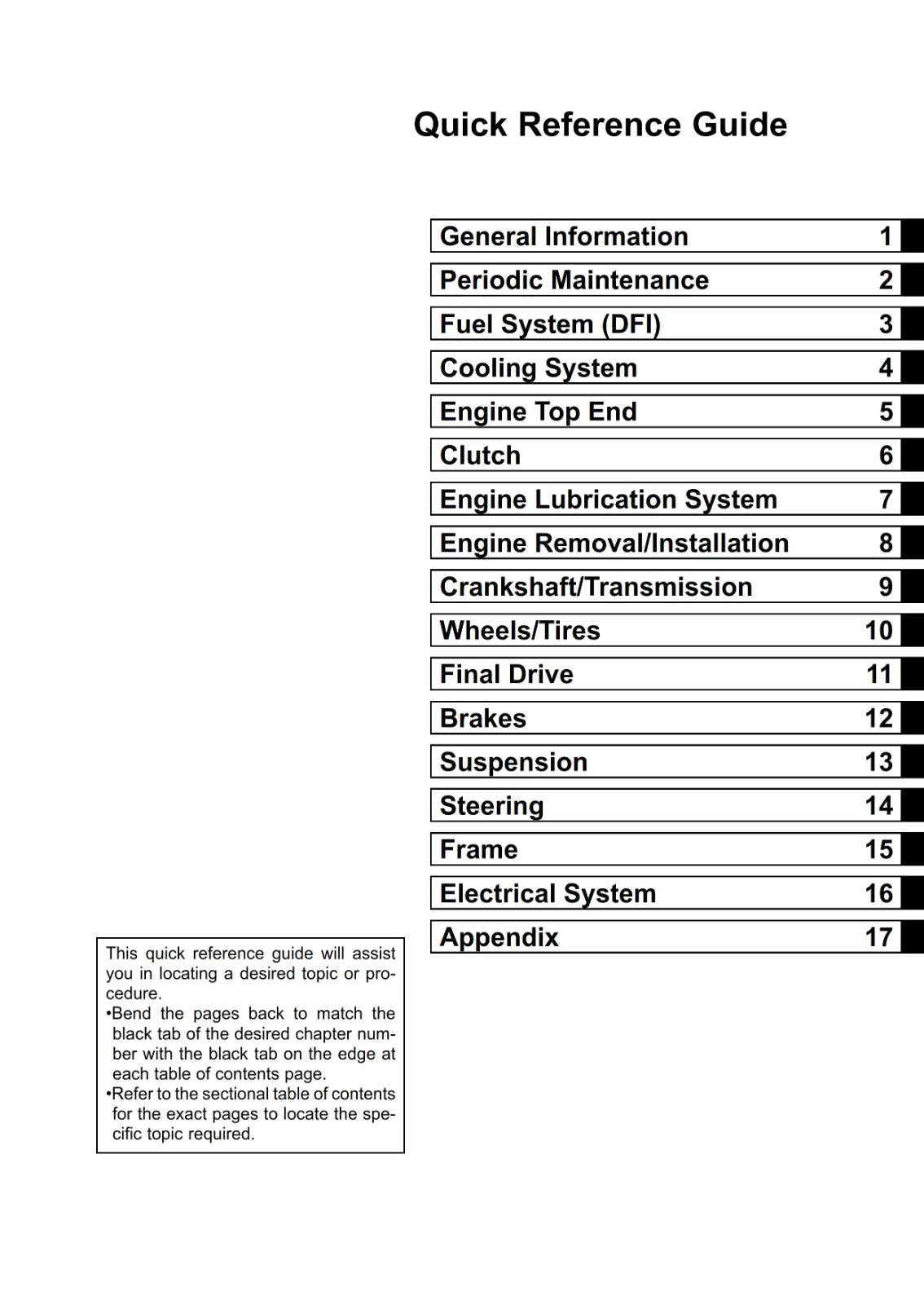 KAWASAKI 2016 2017 - ZZR 1400 ABS NINJA ZX-14R - WORKSHOP SERVICE
