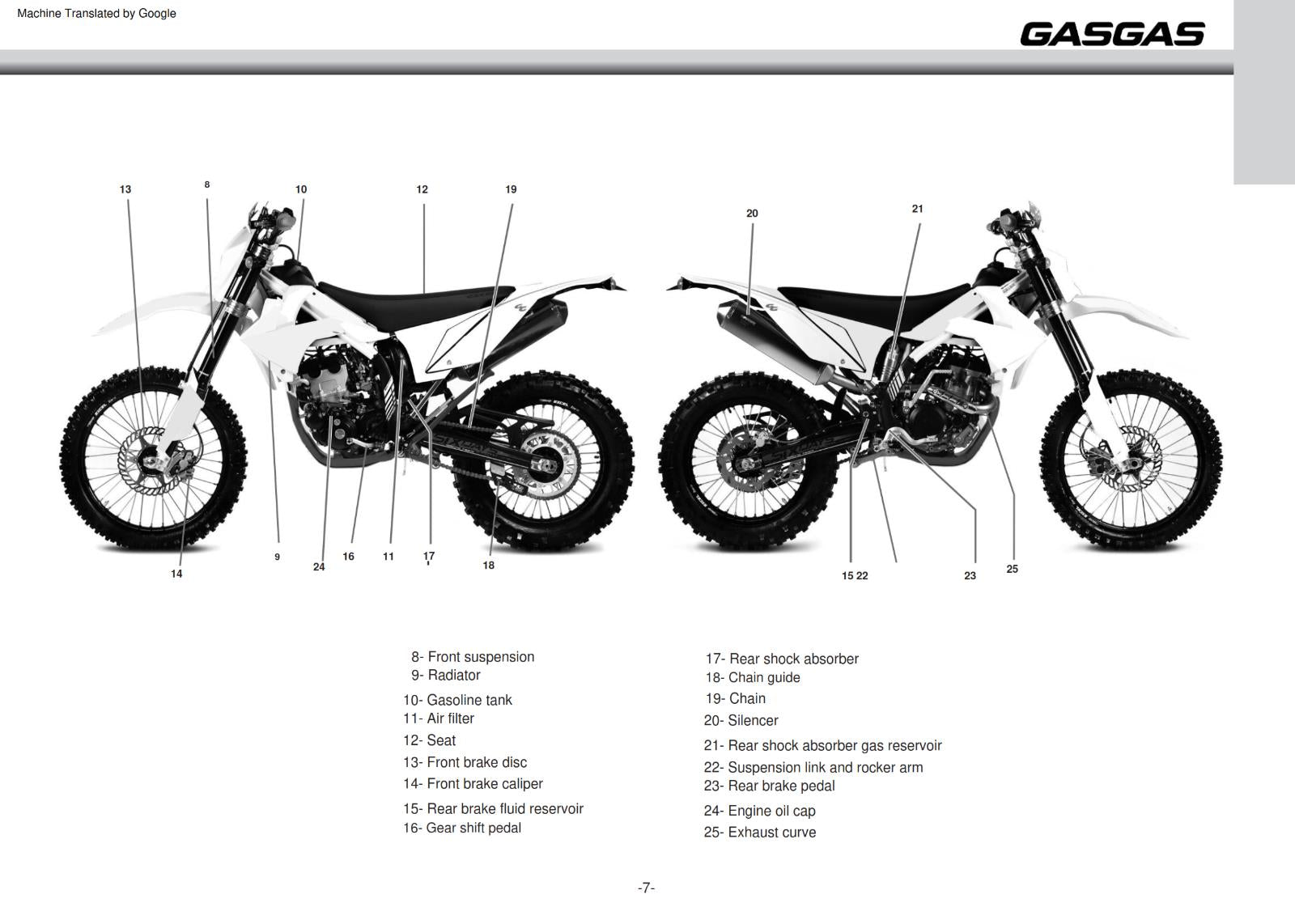 GASGAS 2013 OWNERS MANUAL - EC 250 300 F 4T - SEE DESCRIPTION