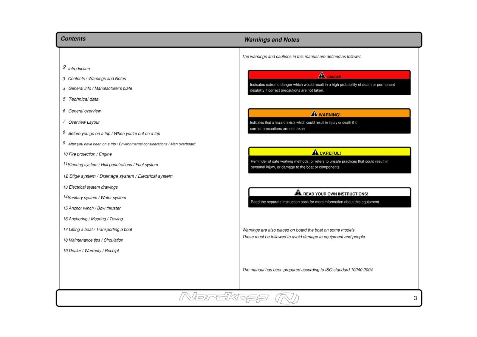 NORDKAPP NOBLESSE 660 OWNERS MANUAL