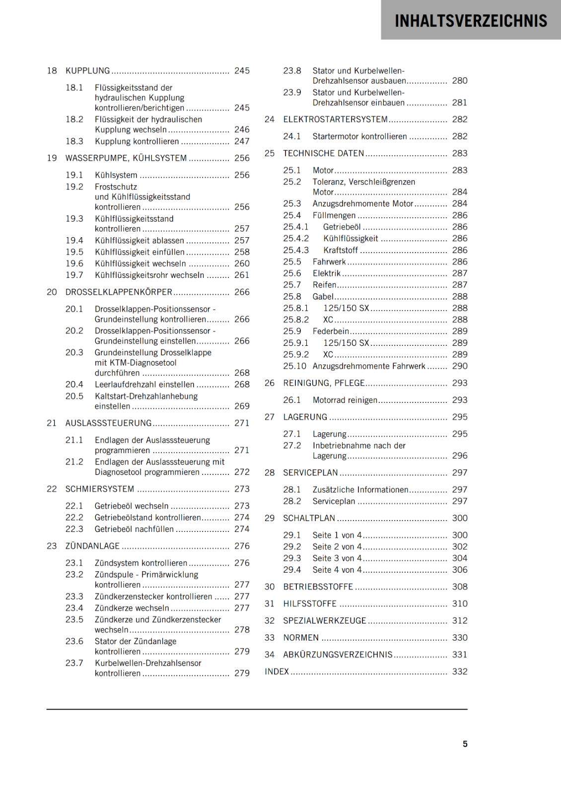 GERMAN - KTM 2025 - 125 150 SX XC  - REPARATURANLEITUNG