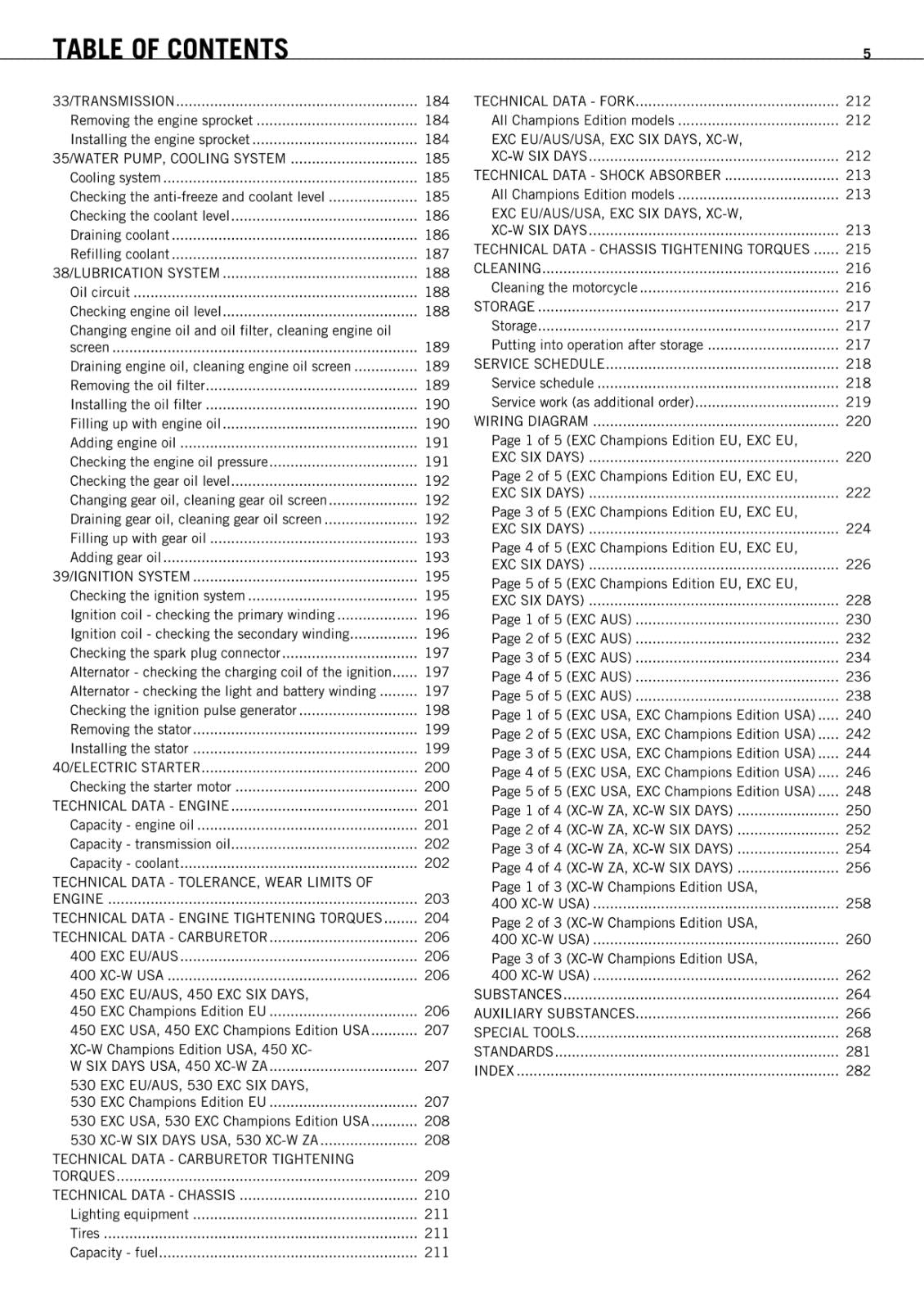 KTM 2010 - 400 450 530 EXC SIX DAYS CHAMPION EDITION XC-W - WORKSHOP SERVICE