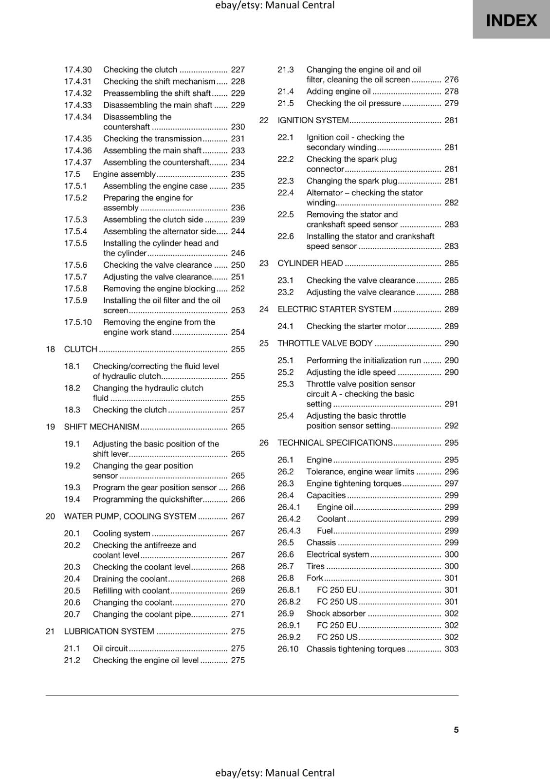 HUSQVARNA 2024 - FC 250 EU US - REPAIR WORKSHOP SERVICE MANUAL REPRINTED