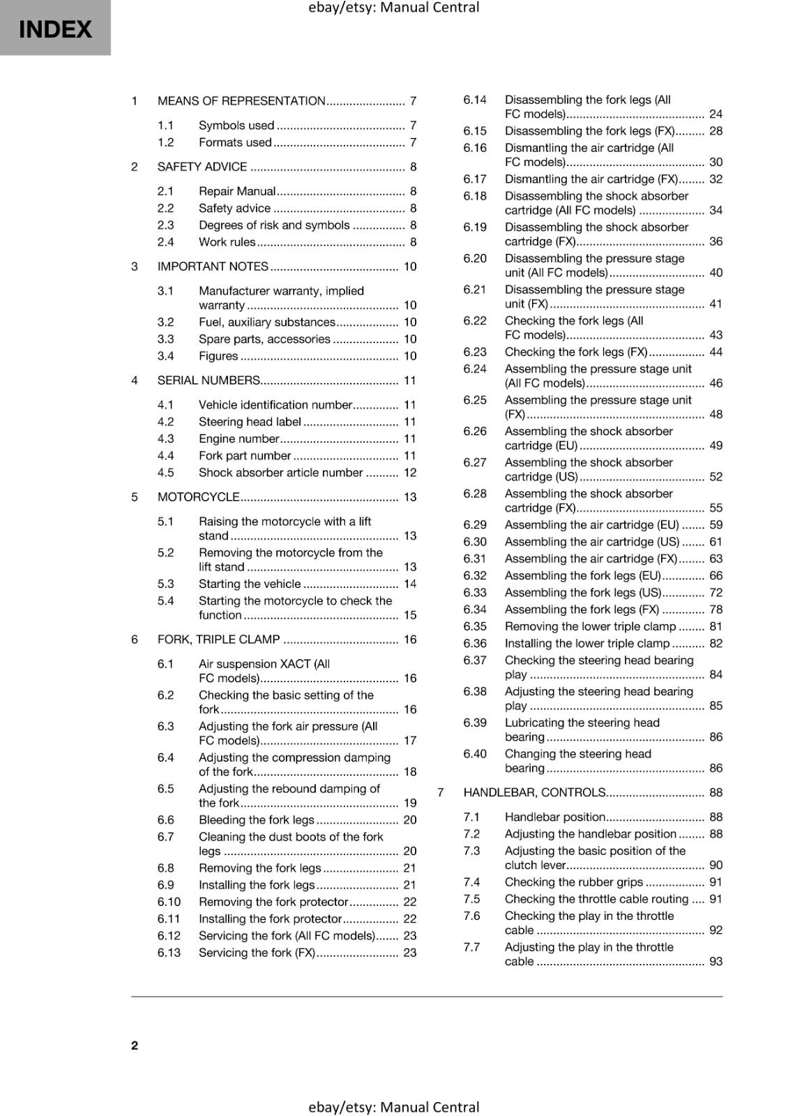HUSQVARNA 2024 - FC FX 450 - REPAIR WORKSHOP SERVICE MANUAL