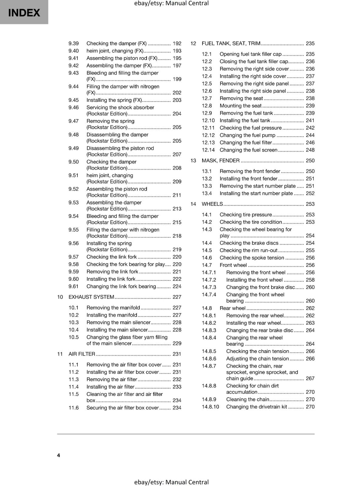 HUSQVARNA 2024 - FC FX 450 ROCKSTAR EDITION - REPAIR WORKSHOP SERVICE MANUAL