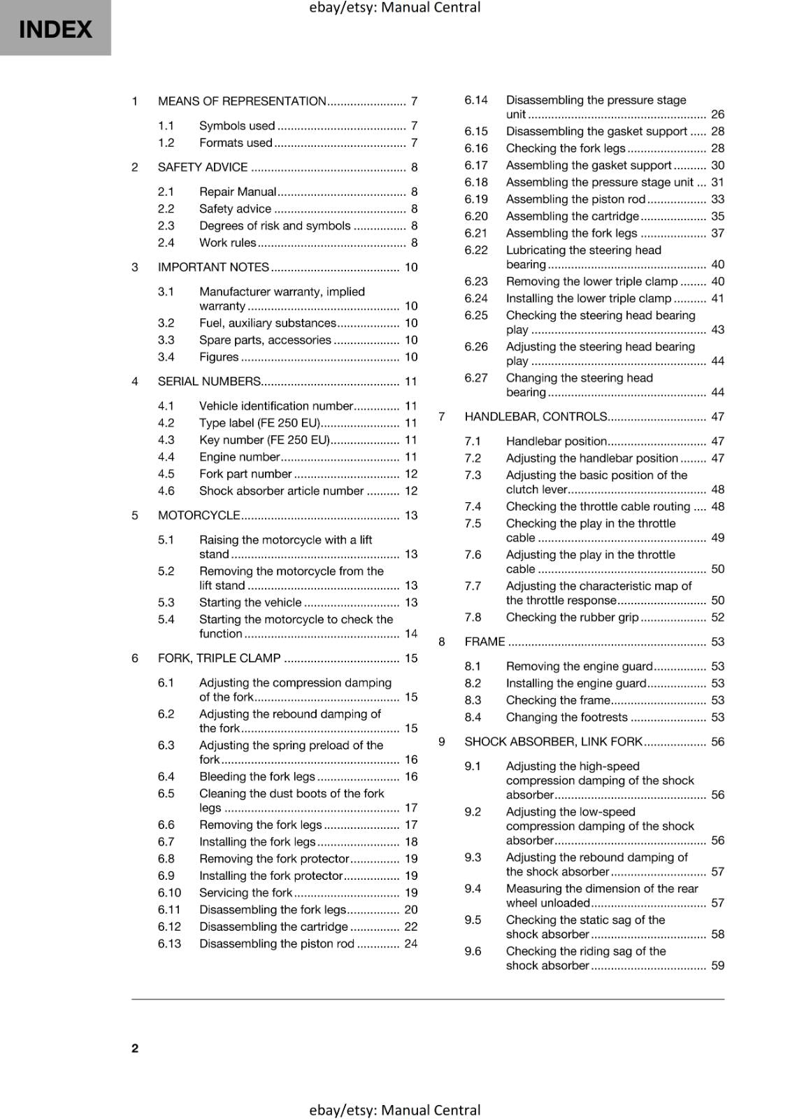 HUSQVARNA 2024 - FE 250 EU CN - REPAIR WORKSHOP SERVICE MANUAL