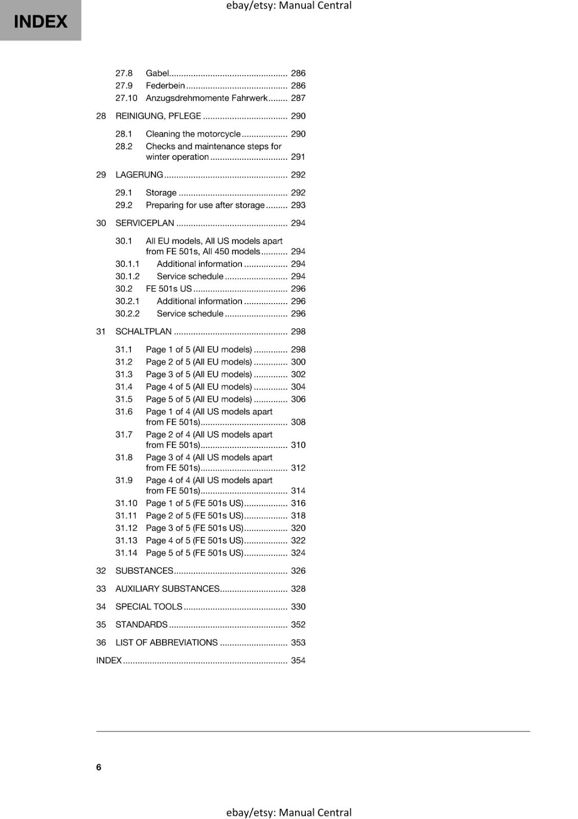 HUSQVARNA 2024 - FE 450 501 501s 501w - REPAIR WORKSHOP SERVICE MANUAL