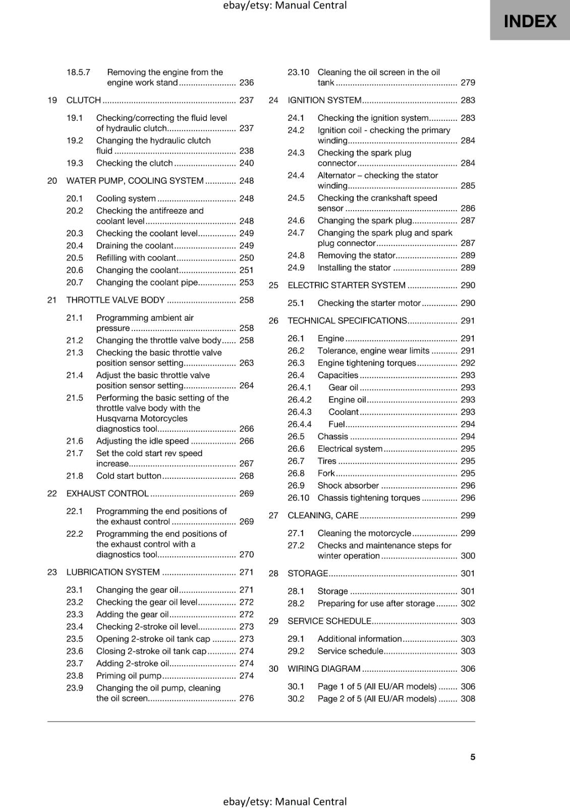HUSQVARNA 2024 - TE 250 300 PRO EU US CN AR - REPAIR WORKSHOP SERVICE MANUAL