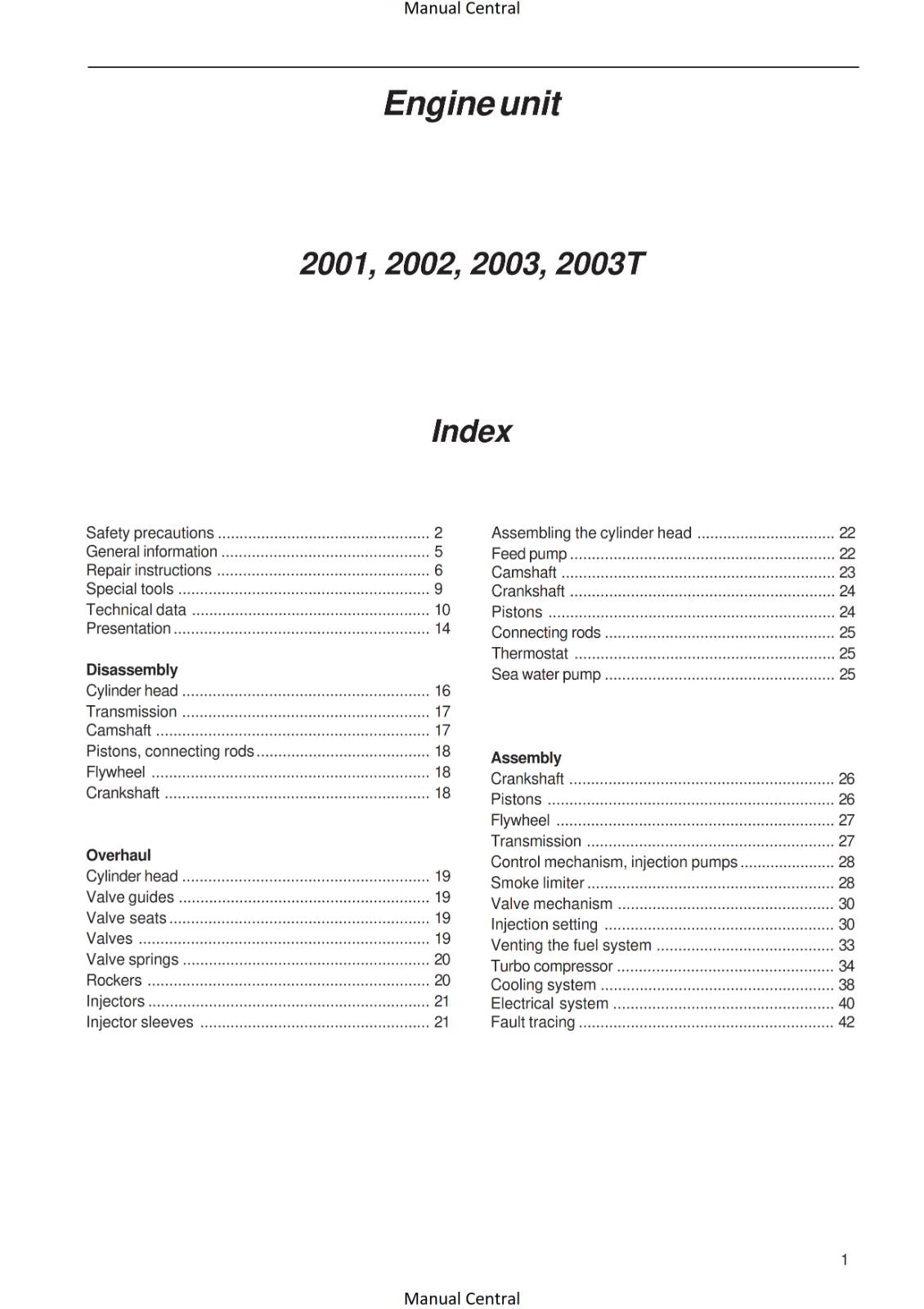 VOLVO PENTA - 2001 2002 2003 2003T - WORKSHOP SERVICE REPAIR - 08-2000 EDITION