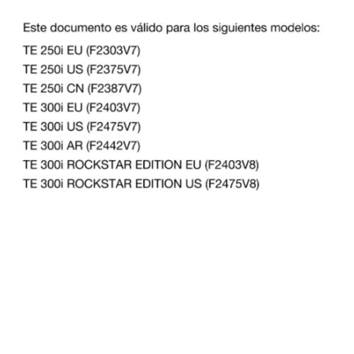 SPANISH LANGUAGE - HUSQVARNA 2022 - TE 250i 300i ROCKSTAR - MANUAL DE REPARACION