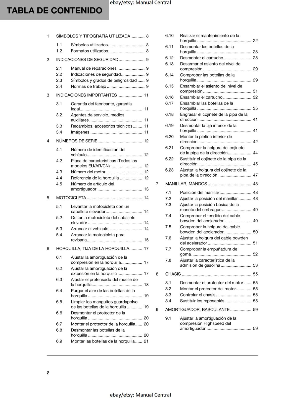 SPANISH LANGUAGE - HUSQVARNA 2022 - TE 250i 300i ROCKSTAR - MANUAL DE REPARACION