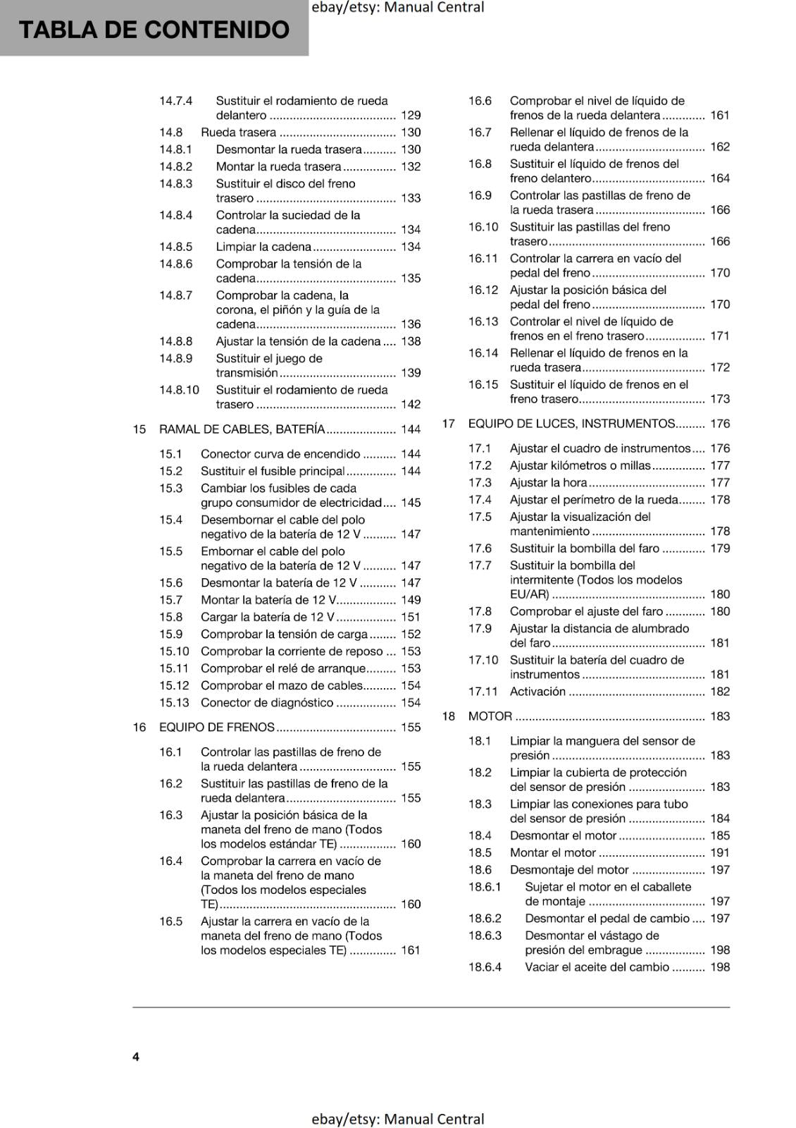 SPANISH LANGUAGE - HUSQVARNA 2022 - TE 250i 300i ROCKSTAR - MANUAL DE REPARACION