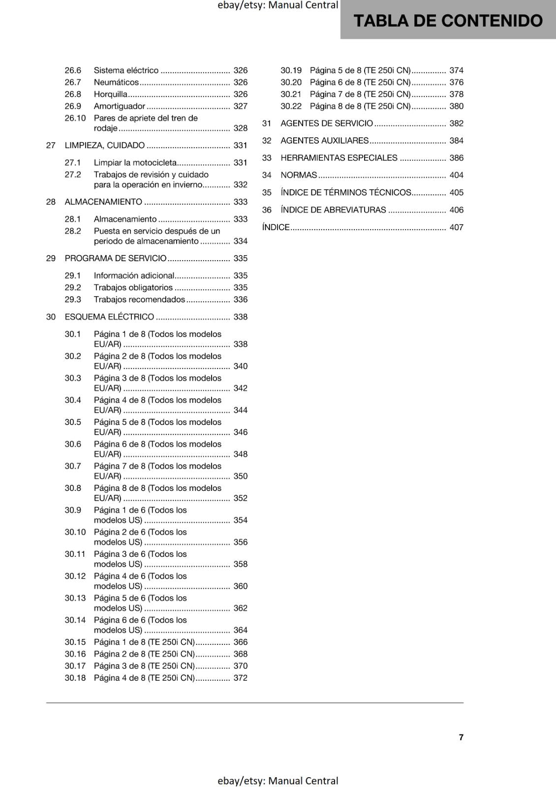 SPANISH LANGUAGE - HUSQVARNA 2022 - TE 250i 300i ROCKSTAR - MANUAL DE REPARACION