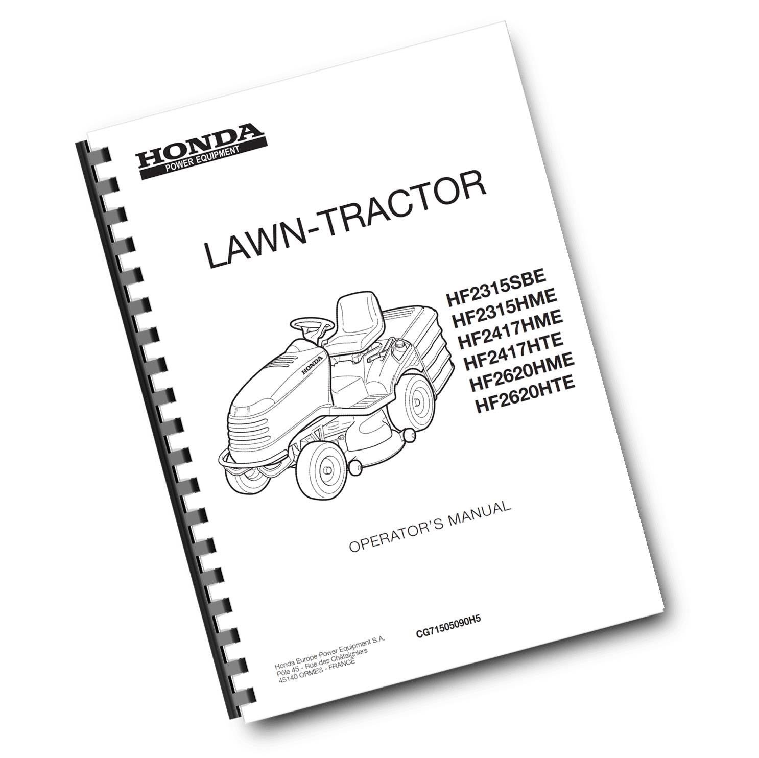 HONDA LAWN TRACTOR HF2315 HF2417 HF2620 SBE HME HTE - OPERATOR MANUAL