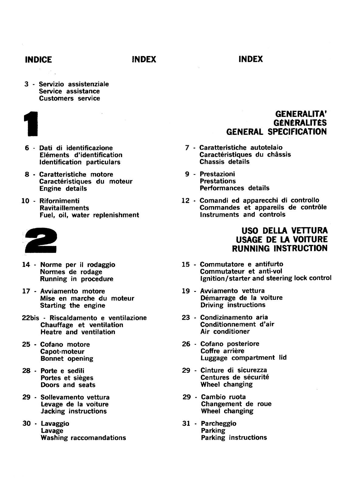 FERRARI 365 GTB/4 - OPERATING MAINTENANCE & SERVICE MANUAL 1969 1970