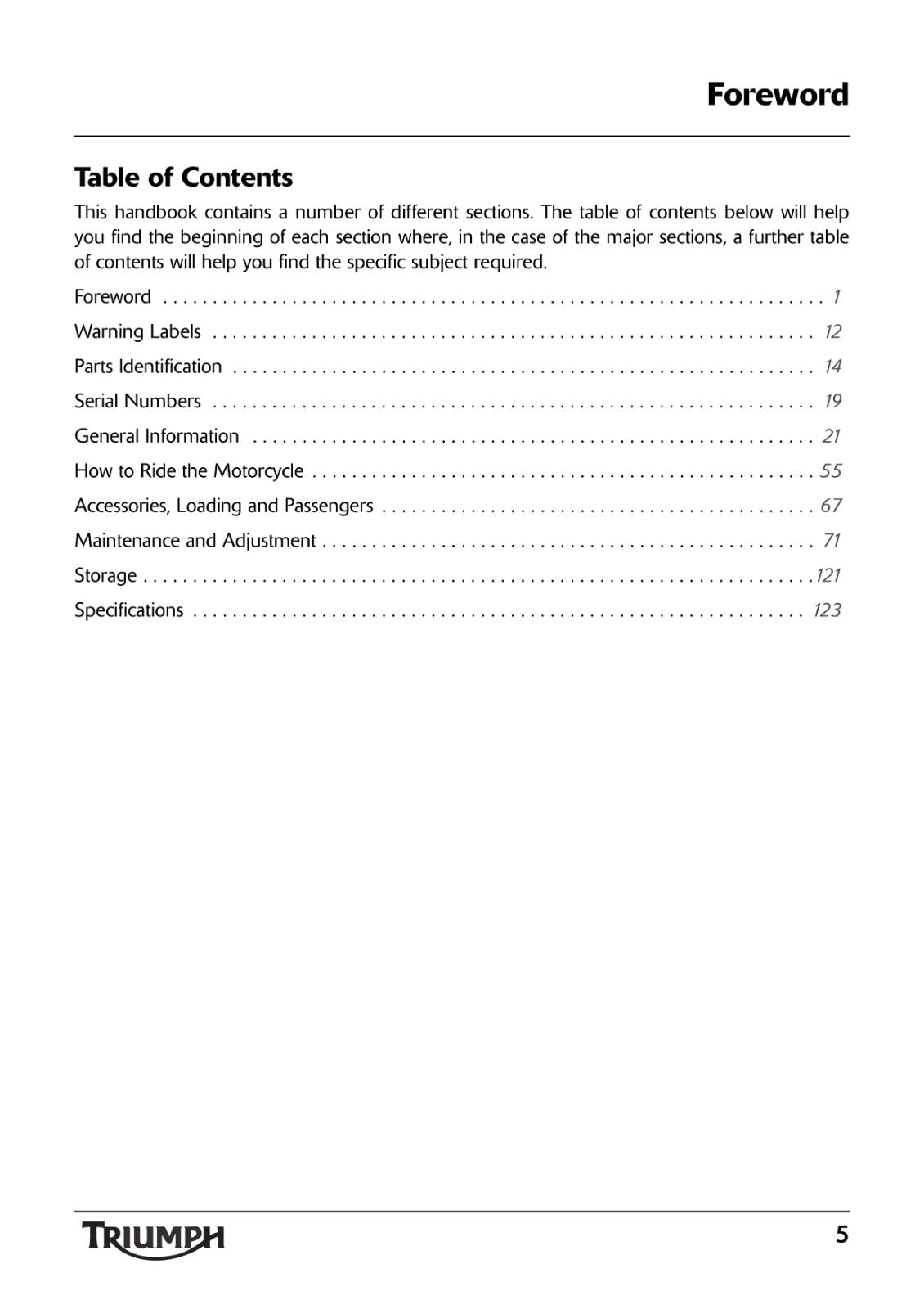 TRIUMPH OWNERS HANDBOOK MANUAL - TIGER 800 800XC ABS - 2011 2012 2013 2014 2015