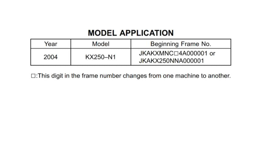 KAWASAKI MOTORCYCLE - 2004 - KX250F - KX250-N1 - SERVICE WORKSHOP REPAIR MANUAL
