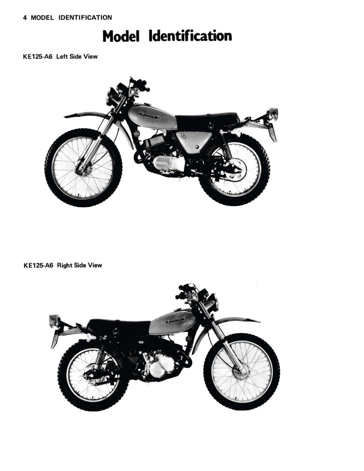KAWASAKI MOTORCYCLE - KE125 KE 125 - WORKSHOP SERVICE MANUAL 1979 1980 1981 1982