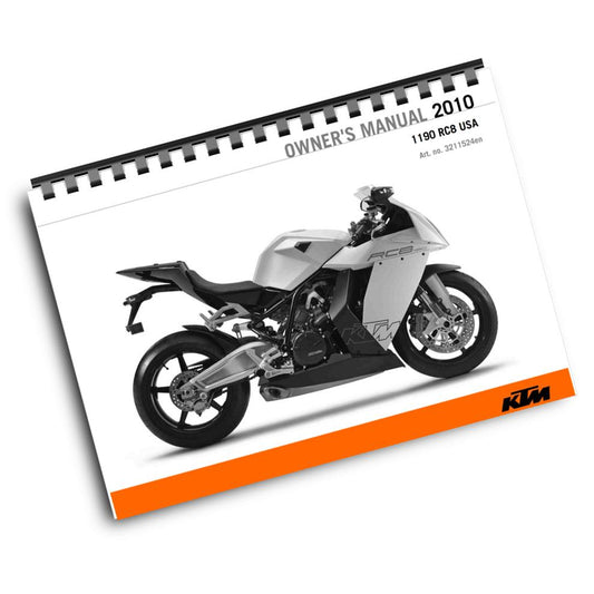 KTM 2010 - 1 190 RC8 USA - OWNERS MANUAL USER GUIDE