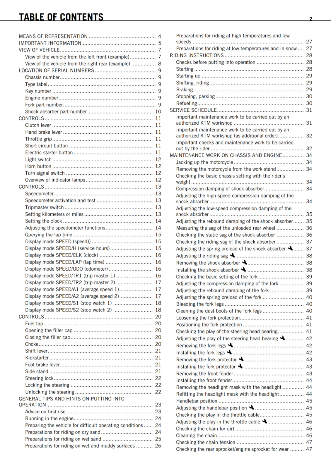 KTM 2010 - 250 EXC E-STARTER - OWNERS MANUAL USER GUIDE