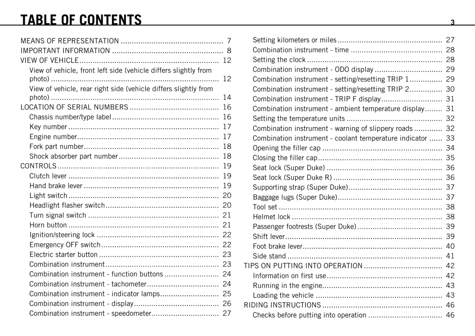 KTM 2010 - 990 SUPER DUKE R - OWNERS MANUAL USER GUIDE
