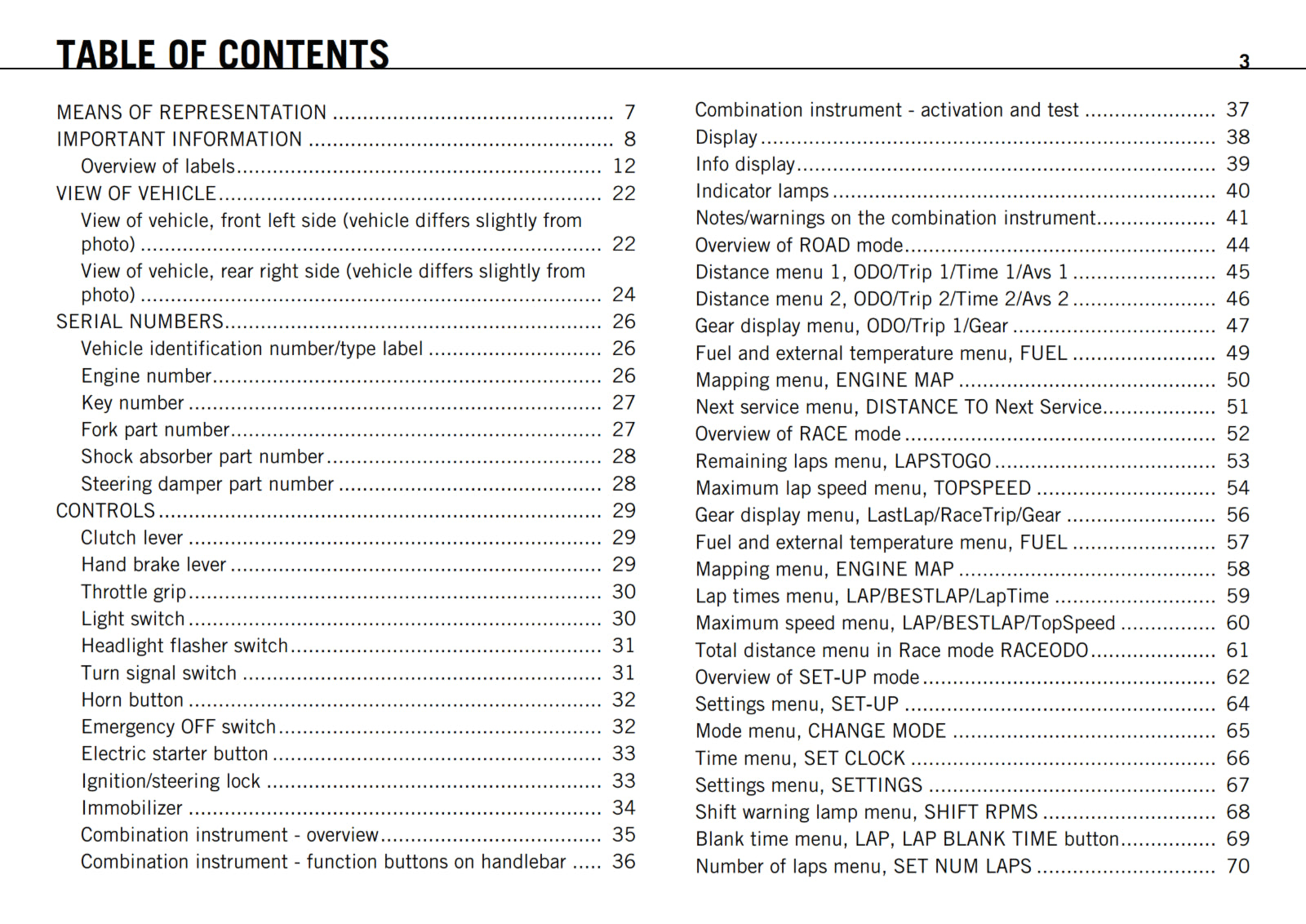 KTM 2011 - 1 190 RC8 R USA - OWNERS MANUAL USER GUIDE