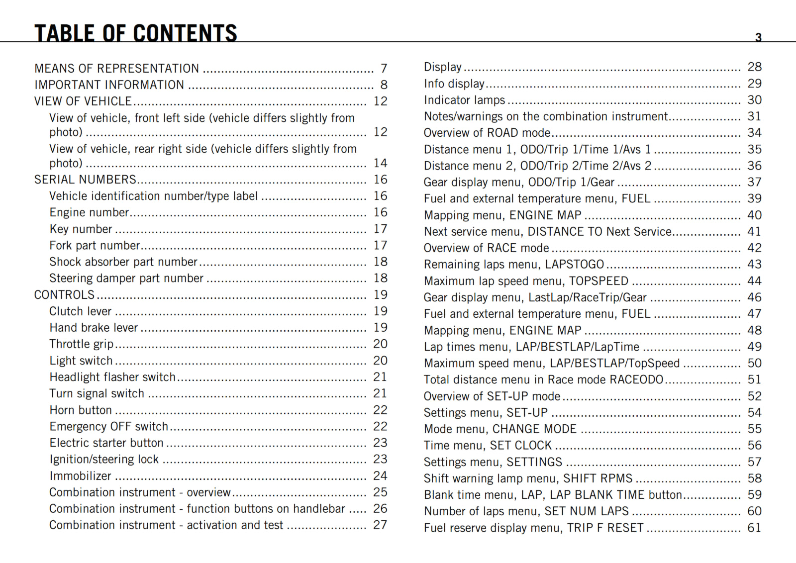 KTM 2011 - 1 190 RC8 R  - OWNERS MANUAL USER GUIDE