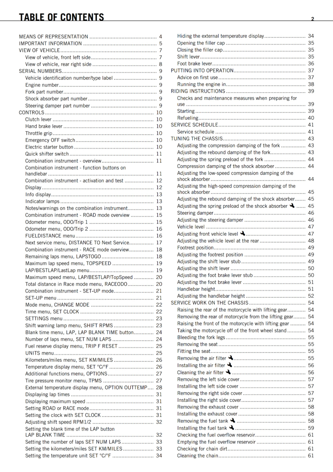 KTM 2011 - 1 190 RC8 R TRACK - OWNERS MANUAL USER GUIDE