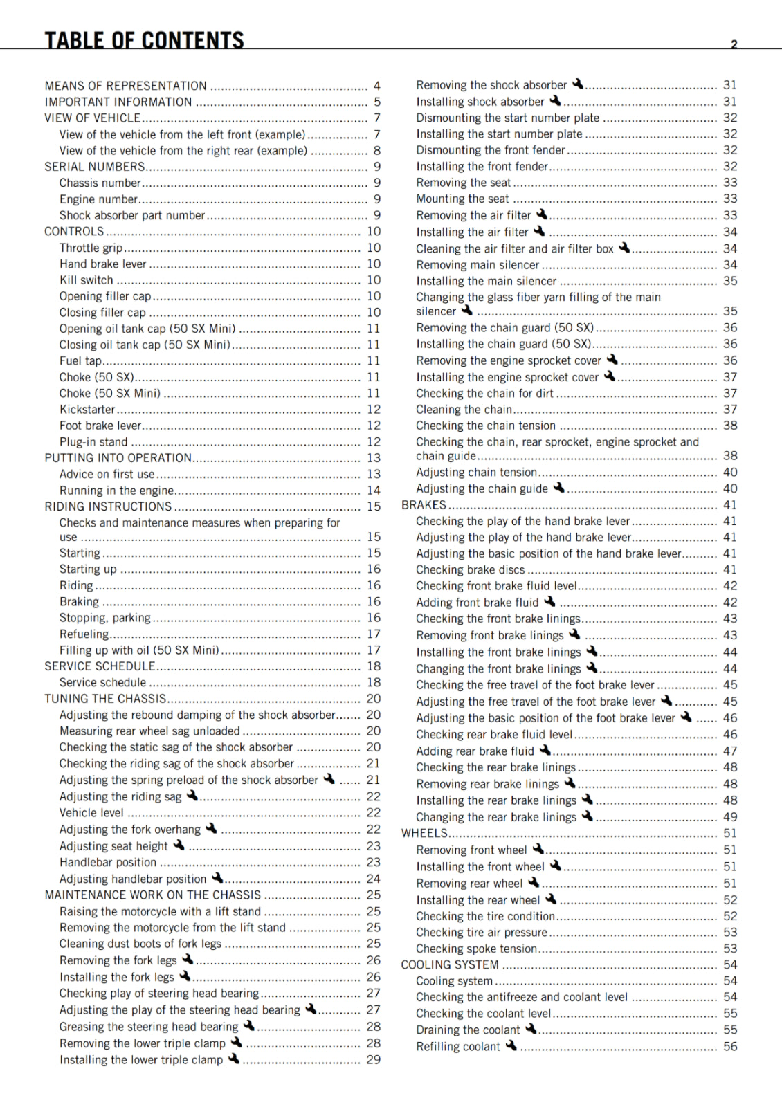 KTM 2011 - 50 SX MINI - OWNERS MANUAL USER GUIDE