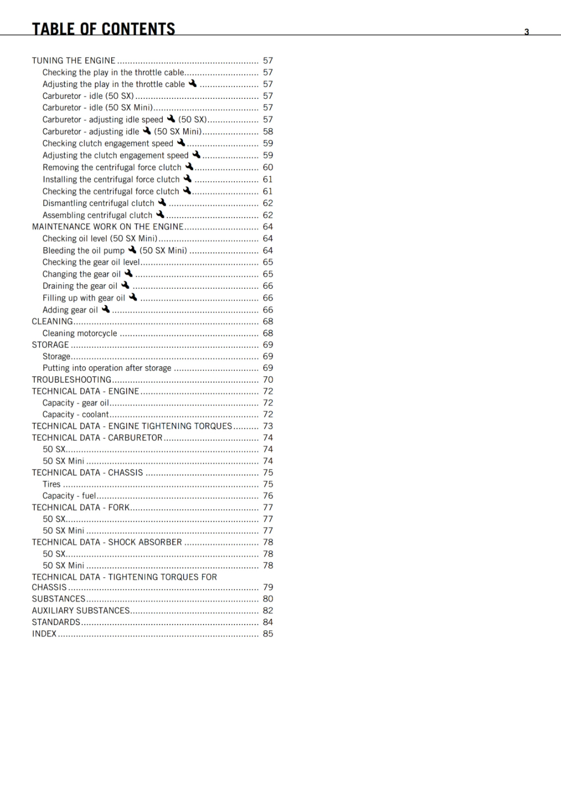 KTM 2011 - 50 SX MINI - OWNERS MANUAL USER GUIDE