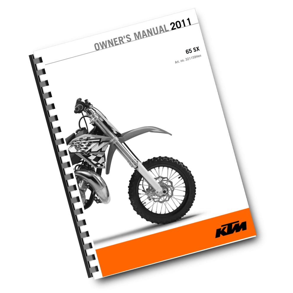KTM 2011 - 65 SX - OWNERS MANUAL USER GUIDE