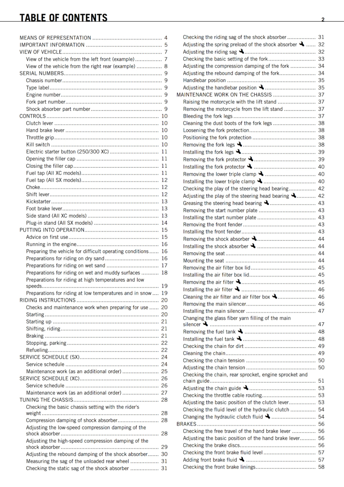 KTM 2011 - 125 150 250 300 SX XC  - OWNERS MANUAL USER GUIDE