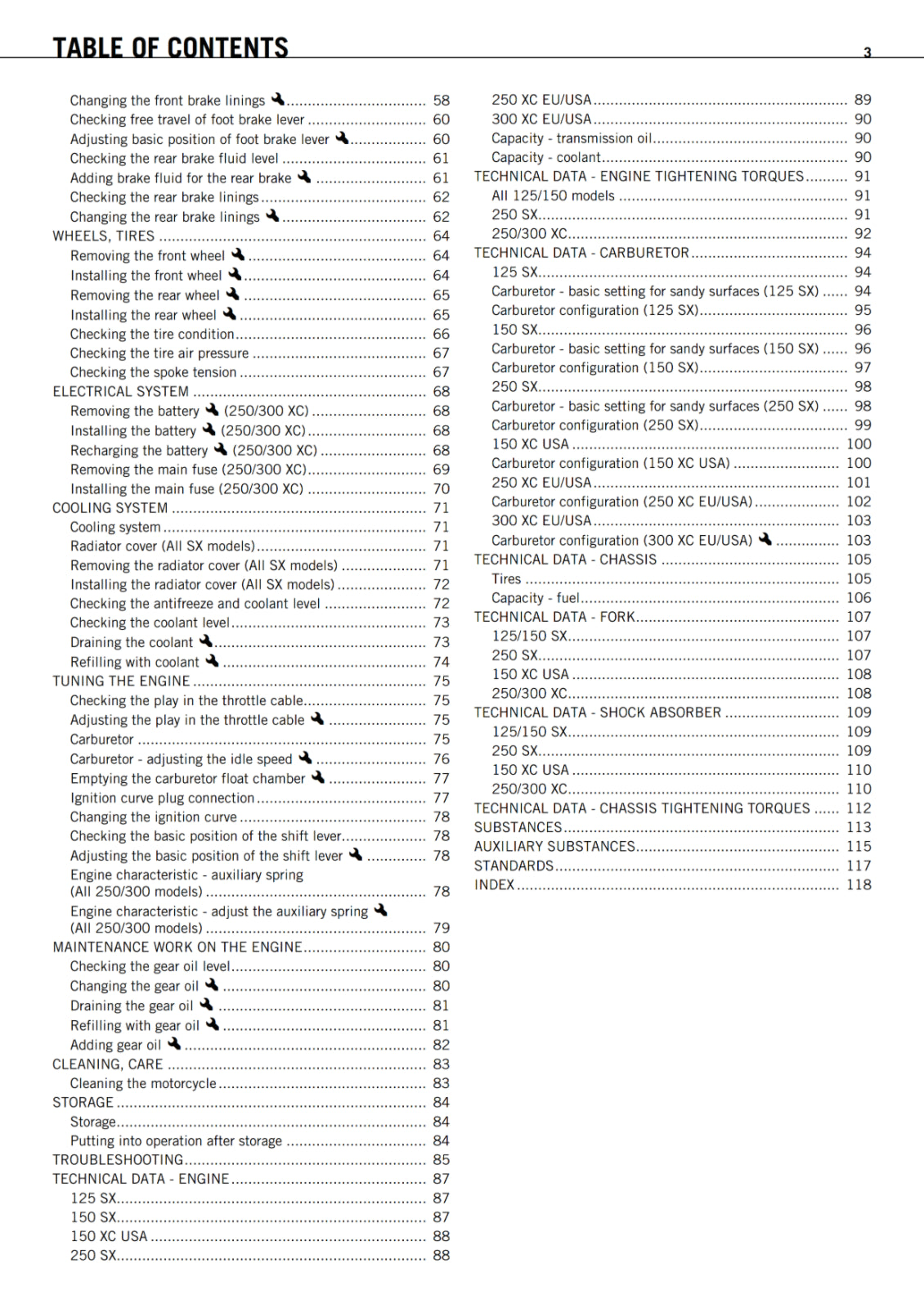 KTM 2011 - 125 150 250 300 SX XC  - OWNERS MANUAL USER GUIDE