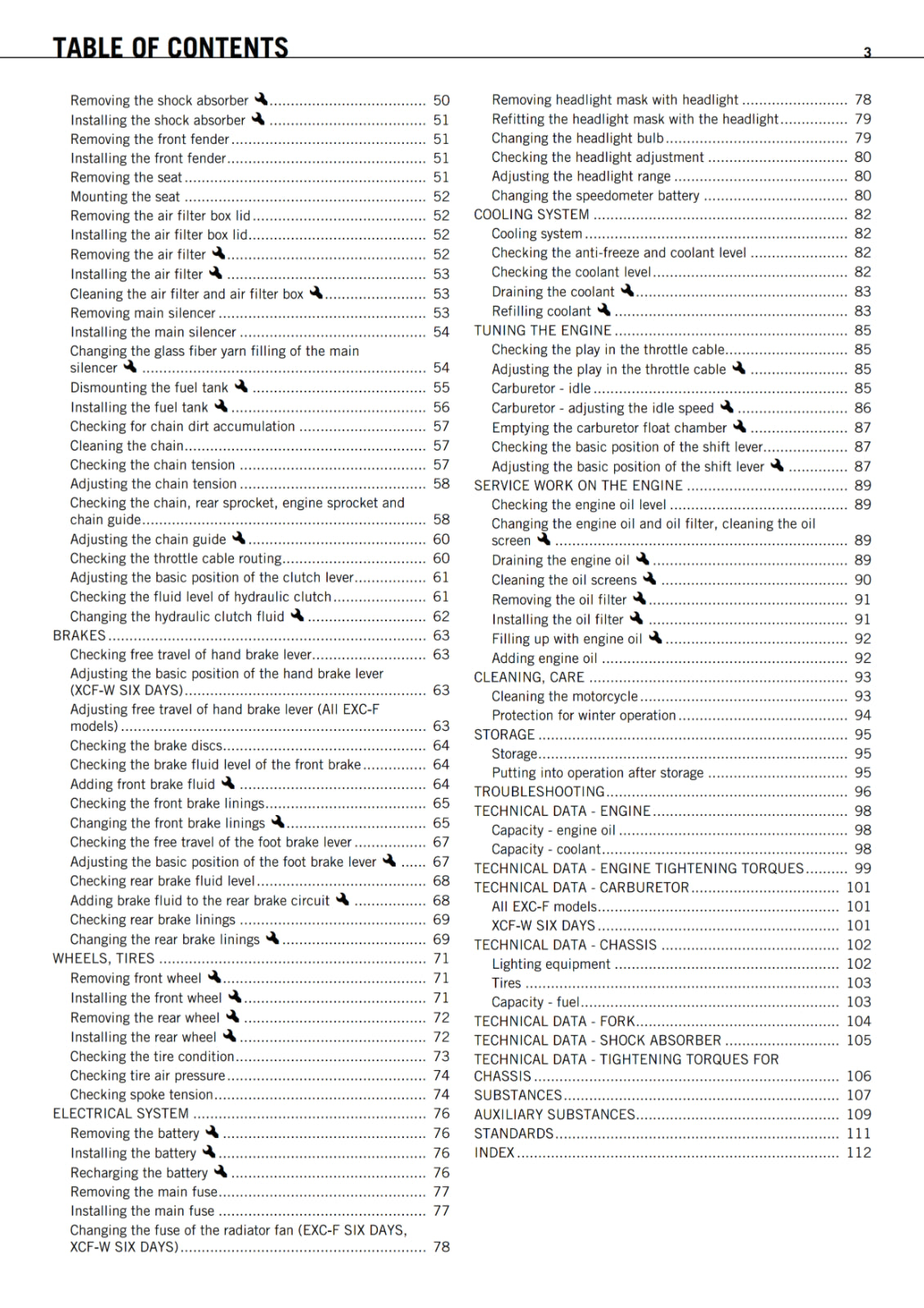 KTM 2011 - 250 EXC-F XCF-W SIX DAYS FACTORY EDITION  - OWNERS MANUAL USER GUIDE