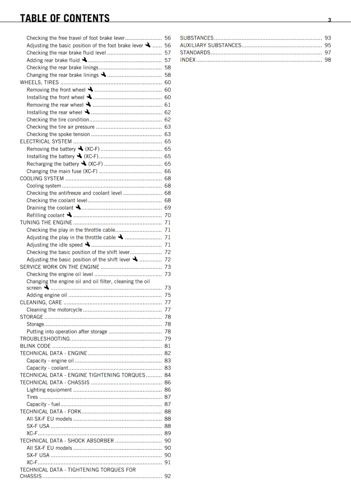 KTM 2011 - 250 SX-F MUSQUIN REPLICA XC-F  - OWNERS MANUAL USER GUIDE