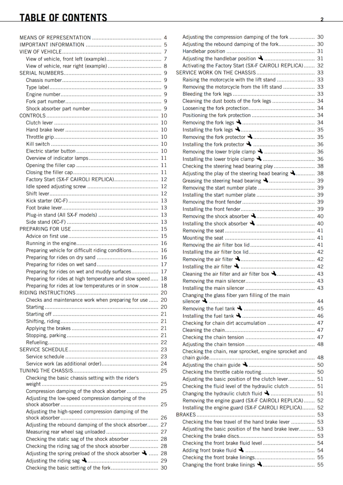 KTM 2011 - 350 SX-F CAIROLI REPLICA XC-F  - OWNERS MANUAL USER GUIDE