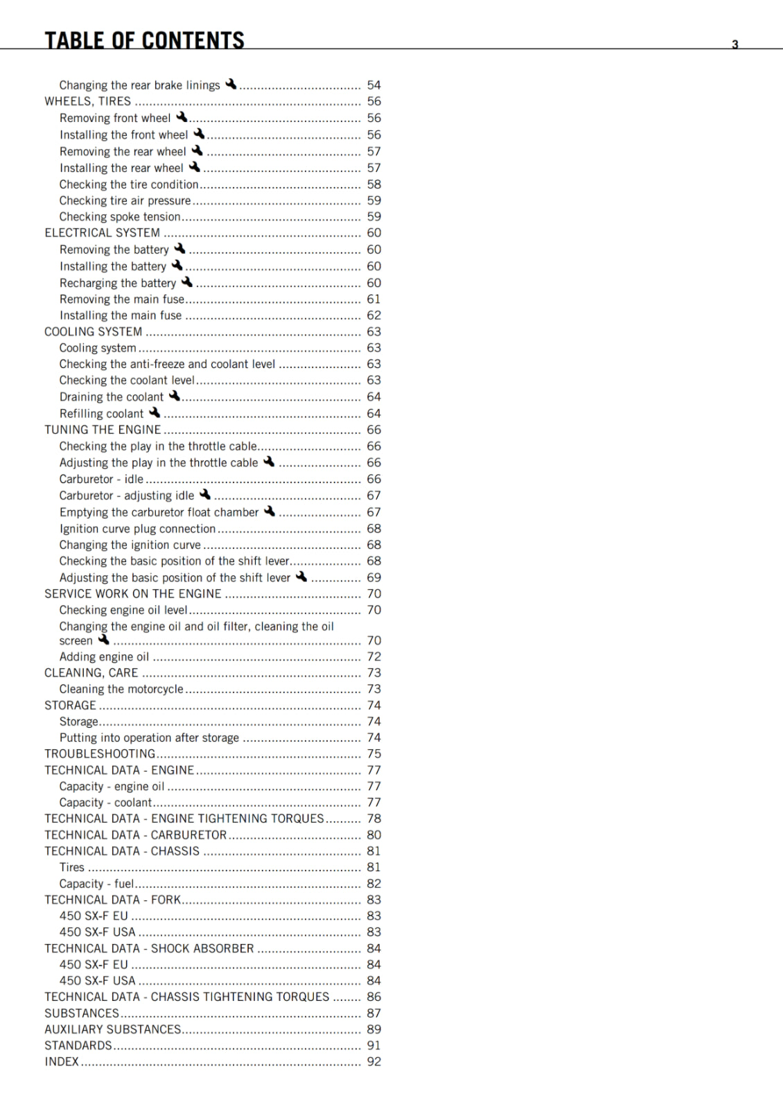 KTM 2011 - 450 SX-F - OWNERS MANUAL USER GUIDE