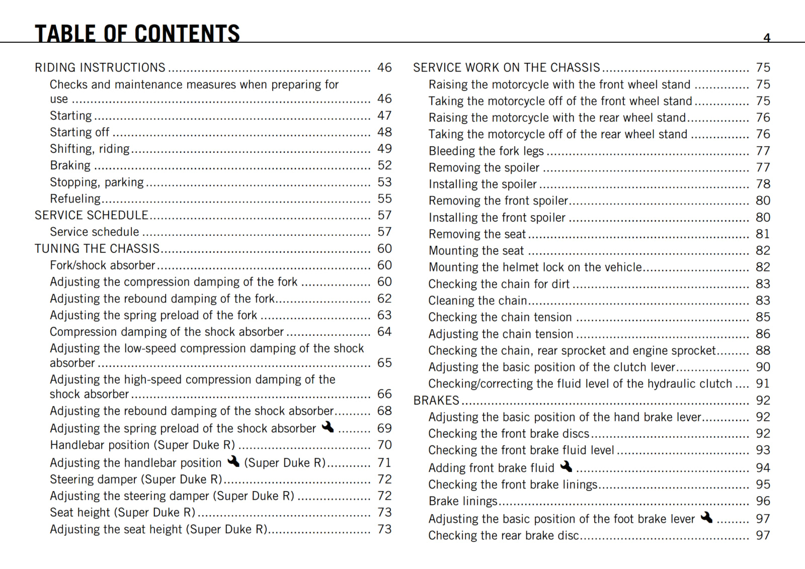 KTM 2011 - 990 SUPER DUKE R - OWNERS MANUAL USER GUIDE
