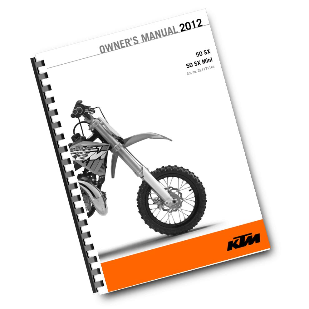 KTM 2012 - 50 SX MINI - OWNERS MANUAL USER GUIDE