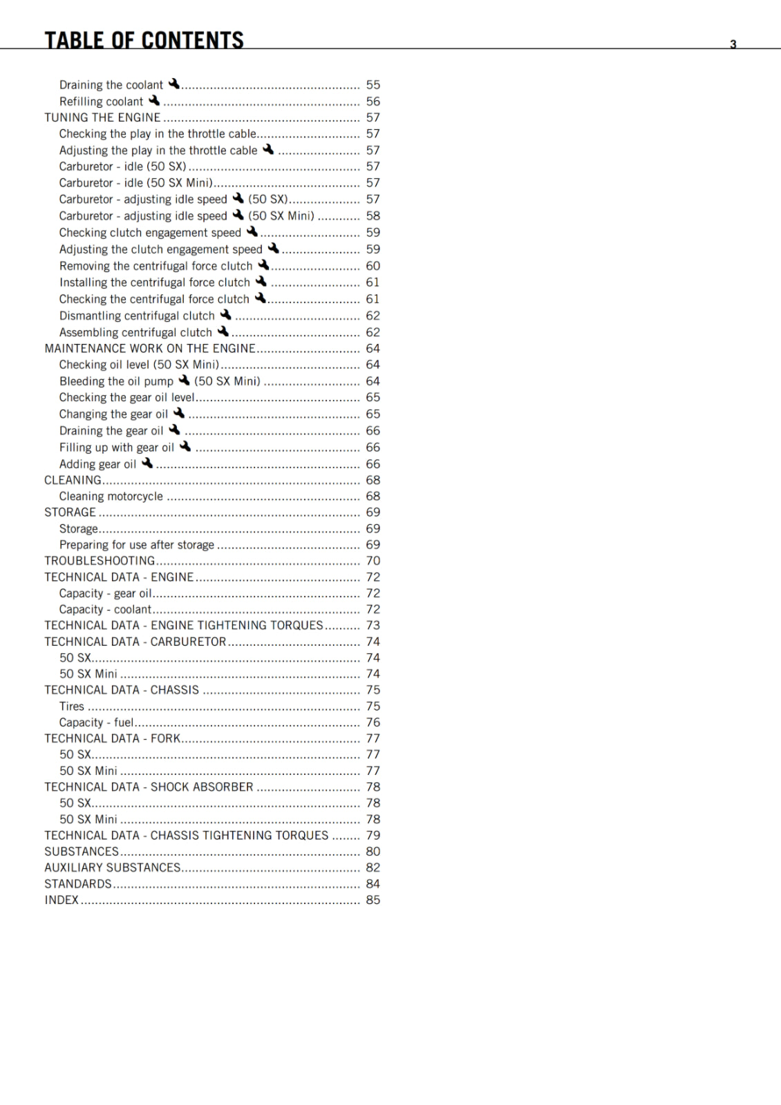 KTM 2012 - 50 SX MINI - OWNERS MANUAL USER GUIDE